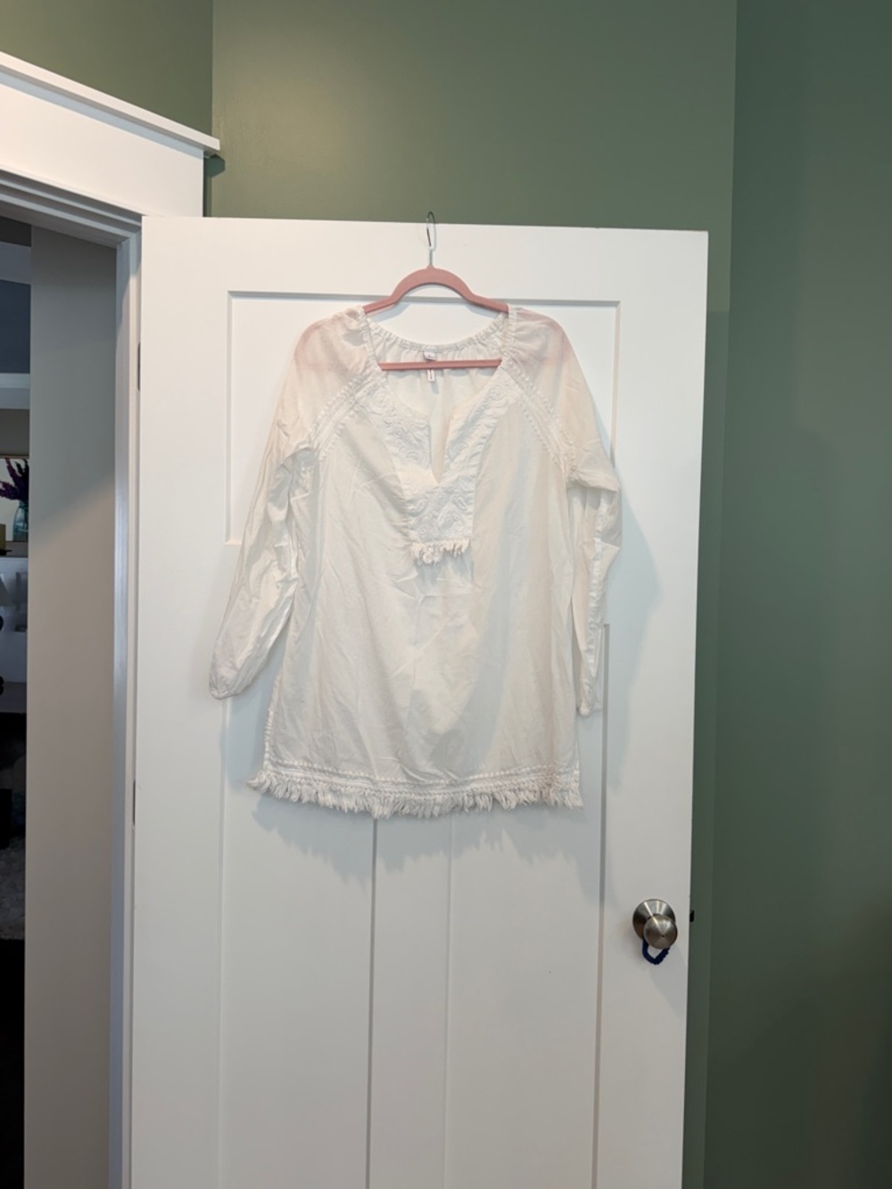 Southern Tide White Boho Fringe cover up . Size large